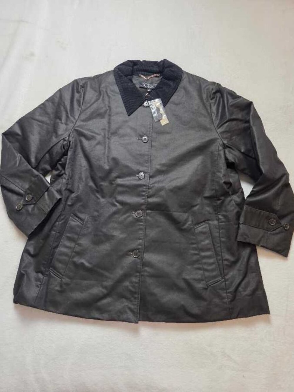 New XL J.Crew coated barn jacket with quilted lining Washed Black Grey coat - Picture 3 of 11